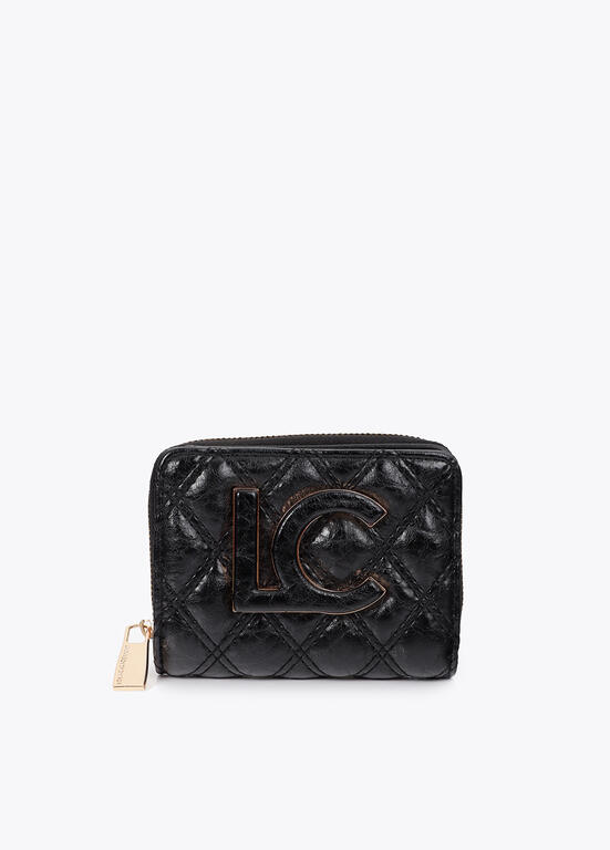 LOLA CASADEMUNT LF2612031 Monedero acolchado con doble pespunte y tirador tubular NEGRO U