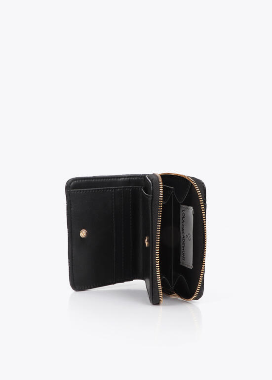LOLA CASADEMUNT LF2612031 Monedero acolchado con doble pespunte y tirador tubular NEGRO U - Imagen 4