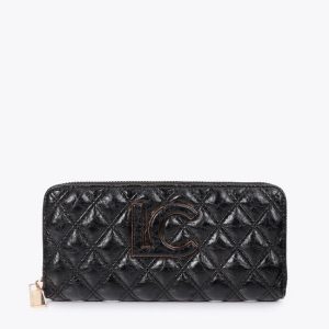 LOLA CASADEMUNT LF2612032 Billetero acolchado con doble pespunte y tirador tubular NEGRO U