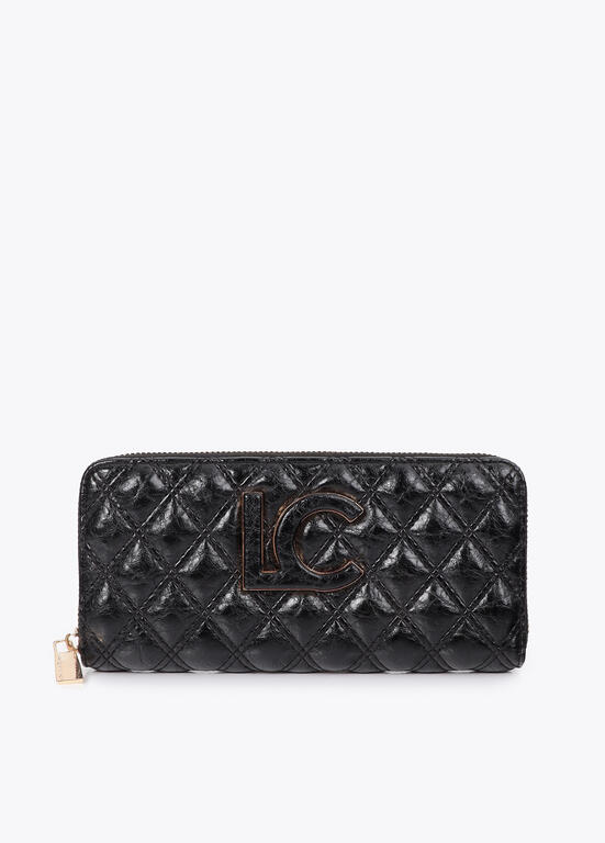 LOLA CASADEMUNT LF2612032 Billetero acolchado con doble pespunte y tirador tubular NEGRO U